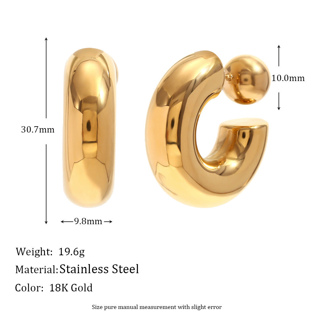 Fashion Circle Geometric Stainless Steel 18K Gold Plated Earrings