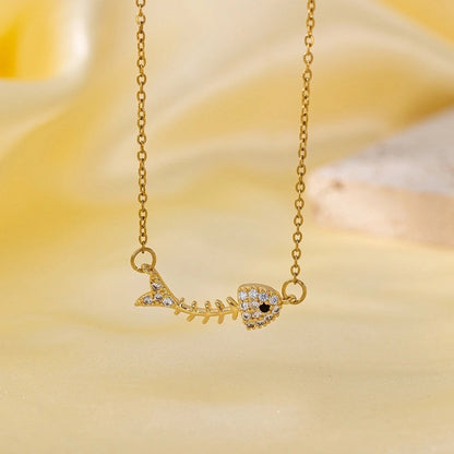 Titanium Steel Copper Plating Heart Shape Flower Bow Knot Pendant Necklace