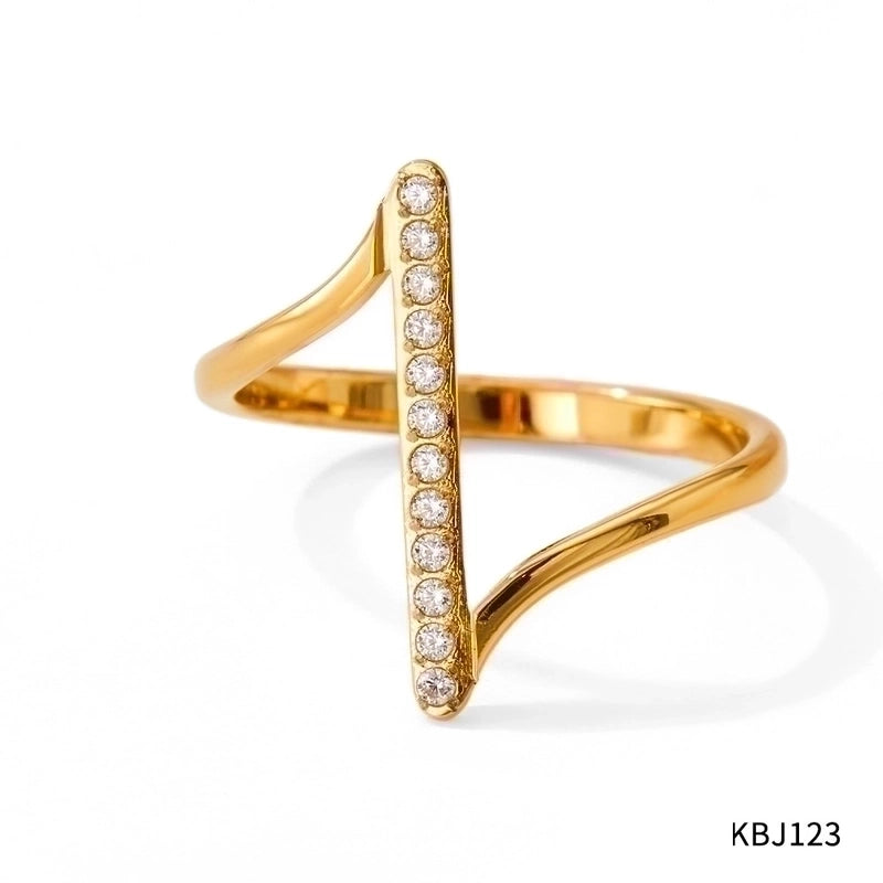 3 Pieces Retro Solid Color 304 Stainless Steel 16K Gold Plated White Gold Plated Gold Plated None Inlaid Zircon Wave Ring
