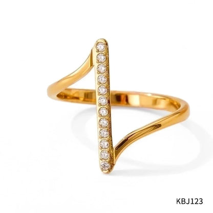 3 Pieces Retro Solid Color 304 Stainless Steel 16K Gold Plated White Gold Plated Gold Plated None Inlaid Zircon Wave Ring
