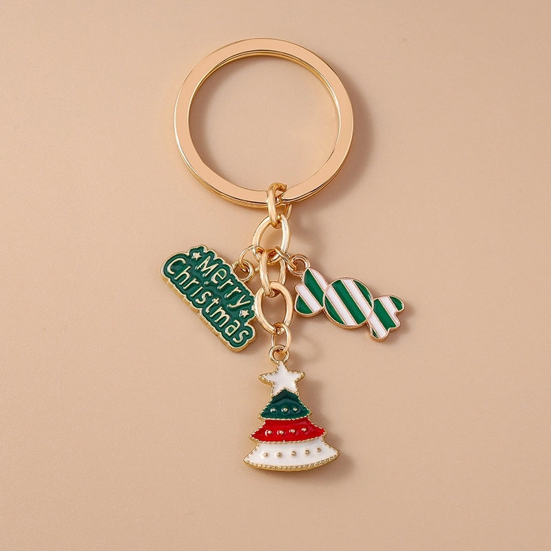 Cute Commute Christmas Tree Snowman Alloy Christmas Keychain