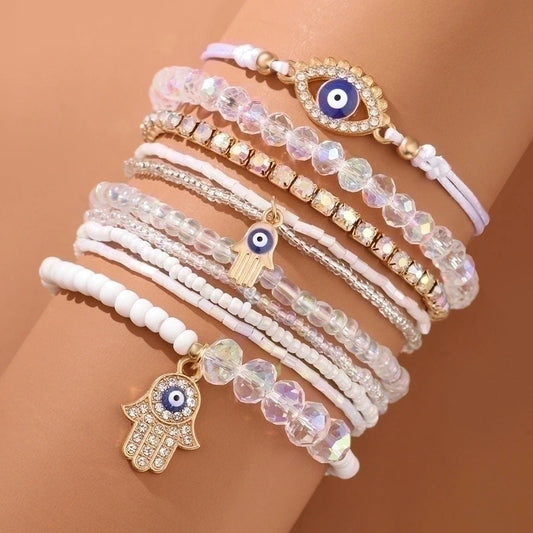 2 Pieces Fashion Leaf Tree Alloy Agate Beaded Plating Bracelets