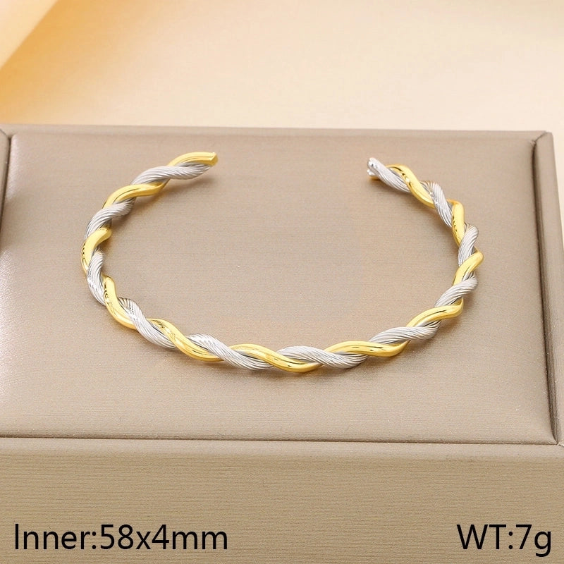 Vintage Style Geometric 304 Stainless Steel 18K Gold Plated Bangle In Bulk
