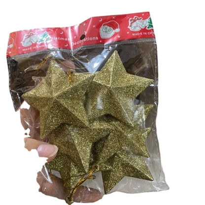Christmas Stars Christmas Christmas Tree Decorations 23cm Golden Christmas Tree Pendant Five-pointed Star With Gold Powder