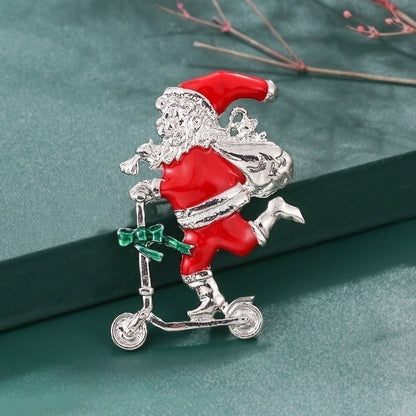 Cartoon Style Pin Christmas Tree Alloy Enamel Rhinestones Unisex Brooches