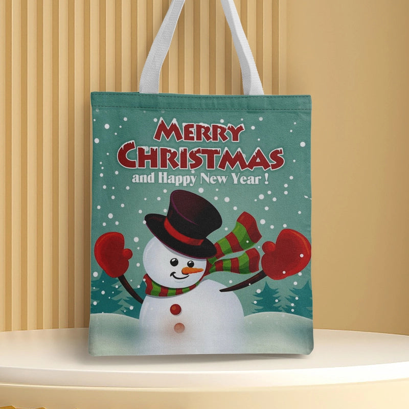 Christmas Unisex Polyester Christmas House Christmas Tree Santa Claus Cute Square Open Handbag