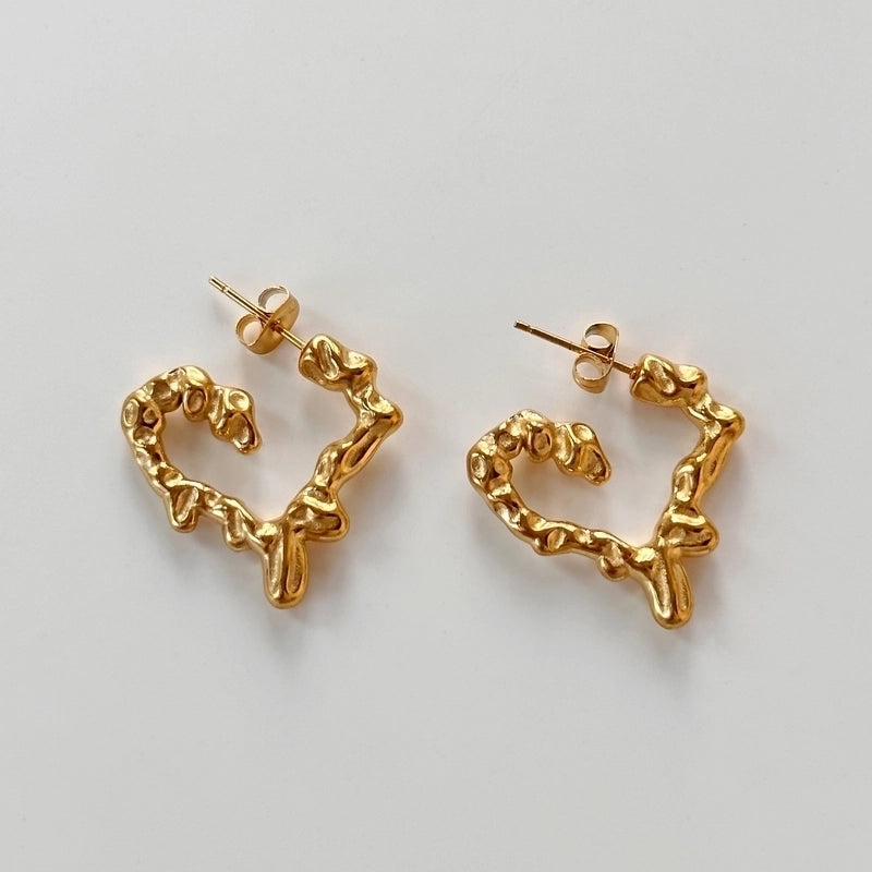 Retro Classic Style Heart Shape Titanium Steel Earrings Necklace