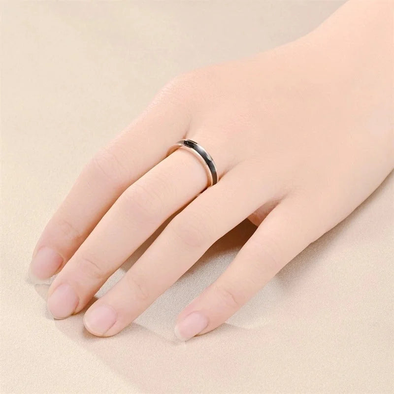 Modern Style Minimalist Circle Titanium Steel 18K Gold Plated Polishing Enamel Plating Rings