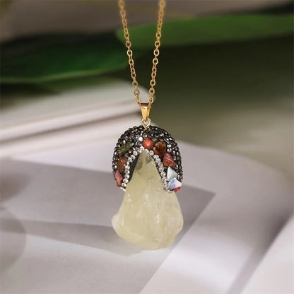 Minimalist Classic Style Geometric Artificial Crystal 304 Stainless Steel Artificial Crystal Stone Pendant Necklace
