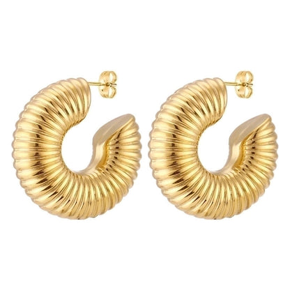 1 Pair Fashion Solid Color Plating 304 Stainless Steel 18K Gold Plated Earrings