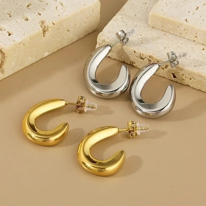 1 Pair Minimalist Geometric 304 Stainless Steel 18K Gold Plated Earrings Ear Studs