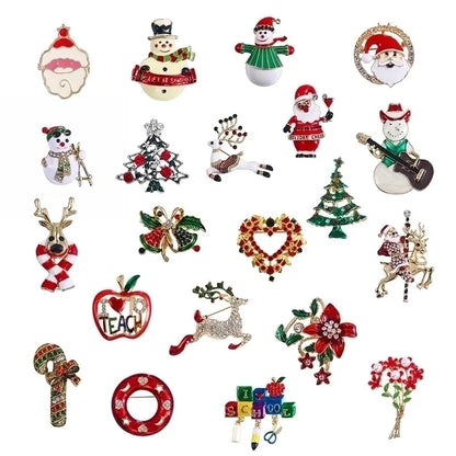 Fashion Pin Christmas Tree Alloy Plating Rhinestones Women'S Brooches