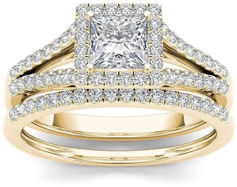 Fashion Square Alloy Inlay Zircon Rings