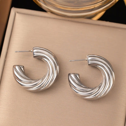 1 Pair Casual Minimalist Geometric Inlay Titanium Steel Pearl Zircon Ear Cuffs Earrings Ear Studs