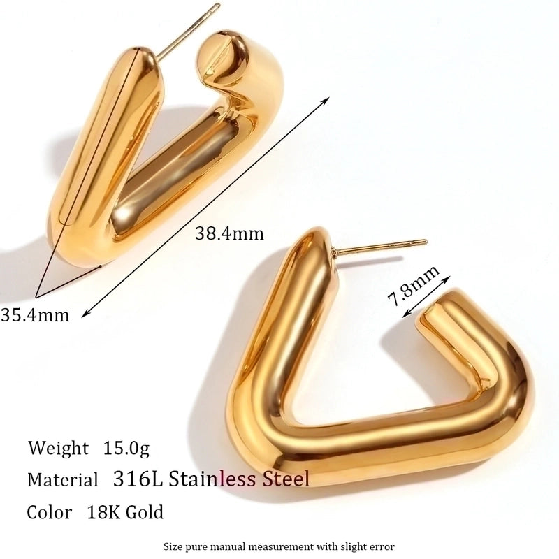 1 Pair Minimalist Classic Style Solid Color Plating 304 Stainless Steel Rhinestones 18K Gold Plated Ear Studs