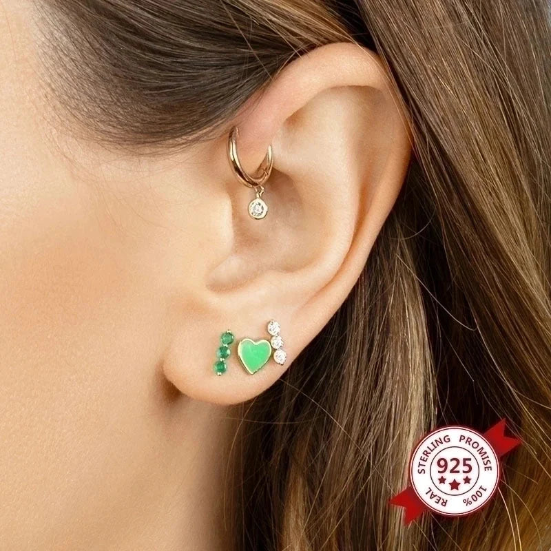 Minimalist Heart Plating Copper Earrings Ear Studs