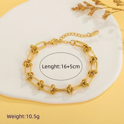 5 Pieces Streetwear Solid Color Titanium Steel 18K Gold Plated Bracelets In Bulk