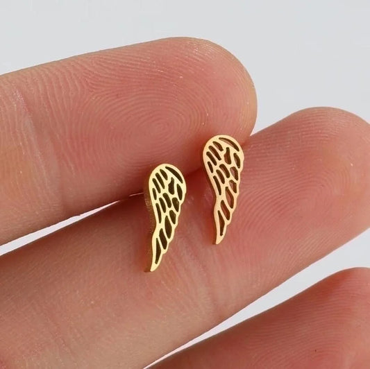 1 Pair Fashion Wings Plating 304 Stainless Steel 18K Gold Plated Ear Studs