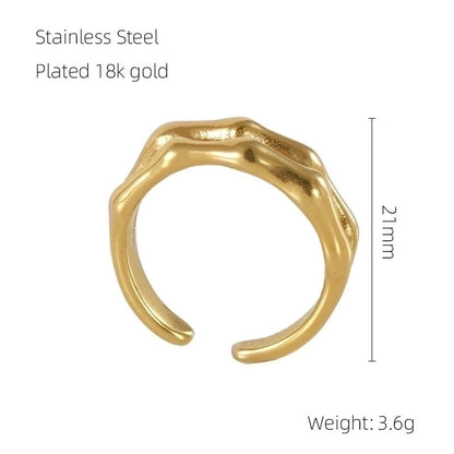 304 Stainless Steel 18K Gold Plated IG Style Plating Geometric Titanium Steel Open Ring