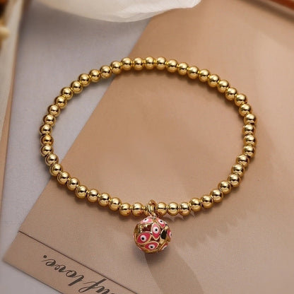 Vintage Style Minimalist Devil's Eye Copper Enamel Plating 18k Gold Plated Bracelets