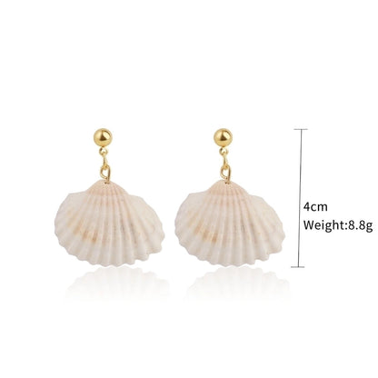 Fashion Shell Shell Inlaid Shell Artificial Pearls Women\'s Earrings 1 Pair