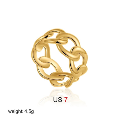 IG Style Elegant Geometric Copper Mixed Metal Rings