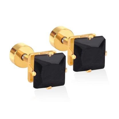 Minimalist Square Stainless Steel Rhinestone Ear Studs 1 Pair