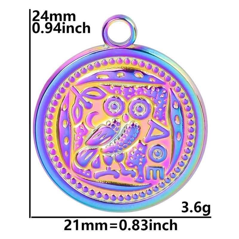 3 Pieces Casual Minimalist Round Owl 304 Stainless Steel 18K Gold Plated Pendant Necklace Necklace Pendant