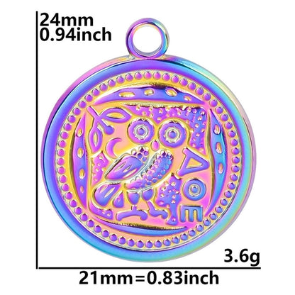 3 Pieces Casual Minimalist Round Owl 304 Stainless Steel 18K Gold Plated Pendant Necklace Necklace Pendant