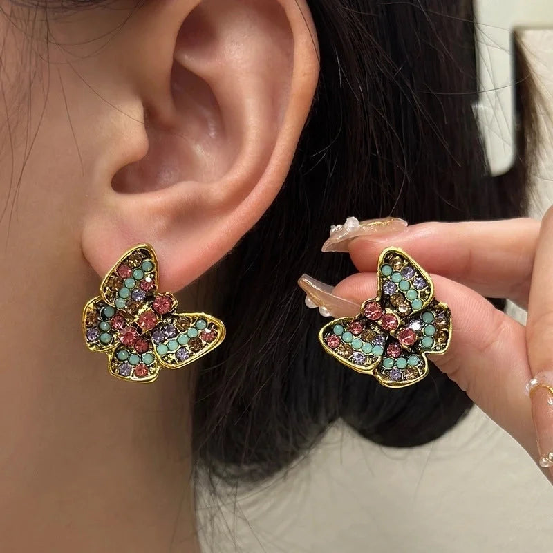 1 Pair IG Style Minimalist Heart Shape Flower Bow Knot Inlay Alloy Artificial Pearls Rhinestones Drop Earrings Earrings Ear Studs