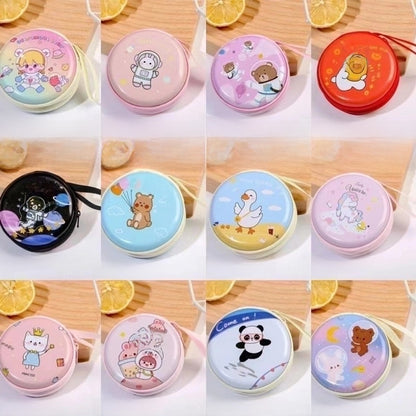 3 Pieces Women'S Cartoon Tinplate Zipper Coin Purses