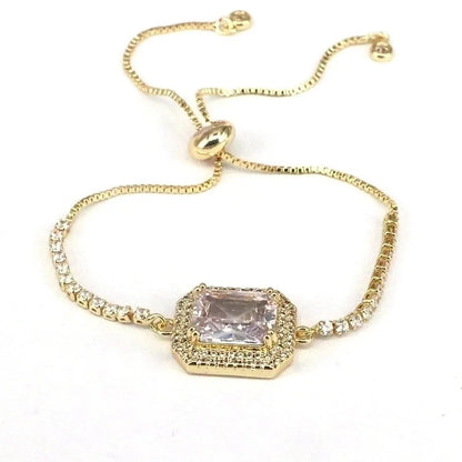 Sweet Square Copper Plating Inlay Zircon Bracelets