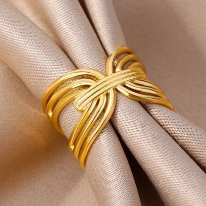 Exaggerated Minimalist Solid Color 304 Stainless Steel Plating Open Rings