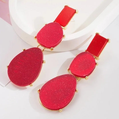 1 Pair Exaggerated Minimalist Geometric Inlay Alloy Resin Gold Plated Drop Earrings