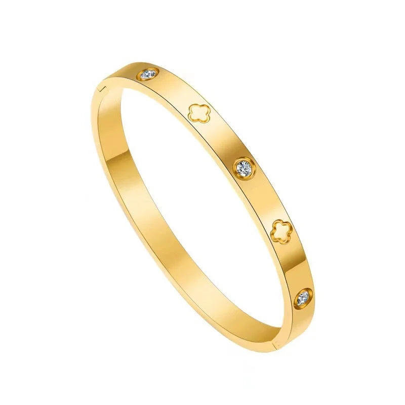 Ellipse Titanium Steel 18K Gold Plated Bangles