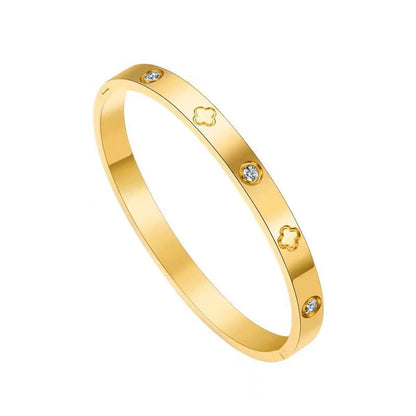Ellipse Titanium Steel 18K Gold Plated Bangles
