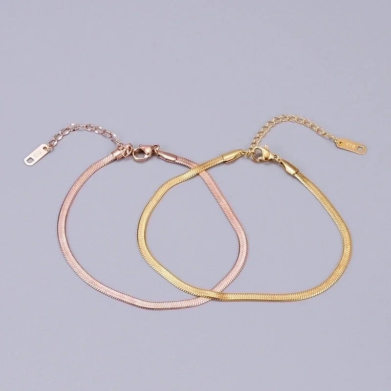 Heart 304 Stainless Steel Titanium Steel 18K Gold Plated Rose Gold Plated No Inlaid Anklet In Bulk