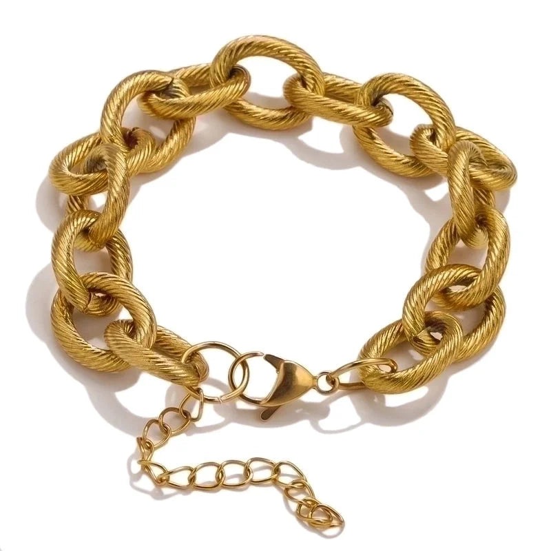 Punk Minimalist Geometric Stainless Steel Plating Bracelets Necklace