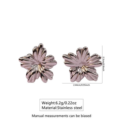1 Pair IG Style French Style Flower 304 Stainless Steel Imitation Gold Ear Studs