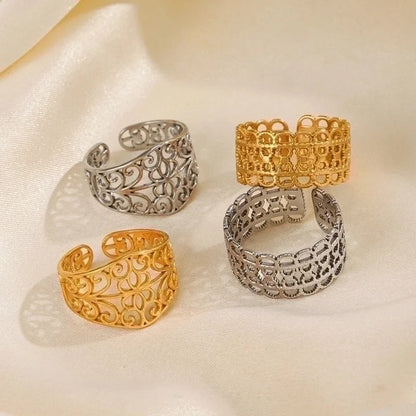 304 Stainless Steel 18K Gold Plated IG Style Plating Geometric Open Rings