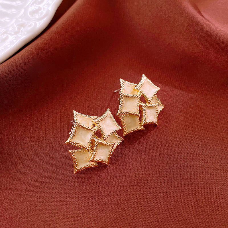 2 Pieces Minimalist Round Ellipse Geometric Copper Electroplating Earrings