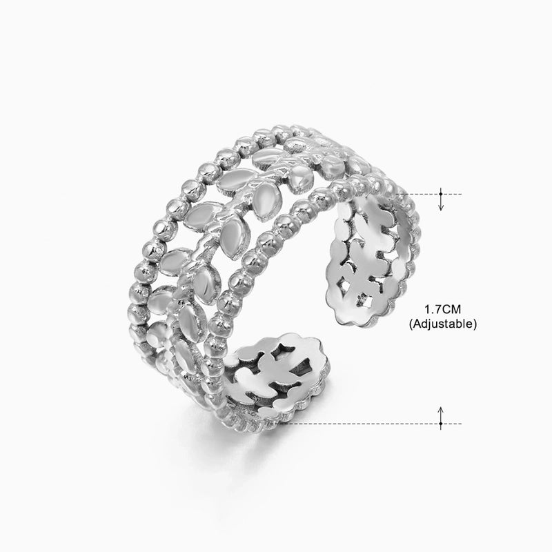 3 Pieces Basic Classic Style Geometric Leaf Stainless Steel Plating Open Rings