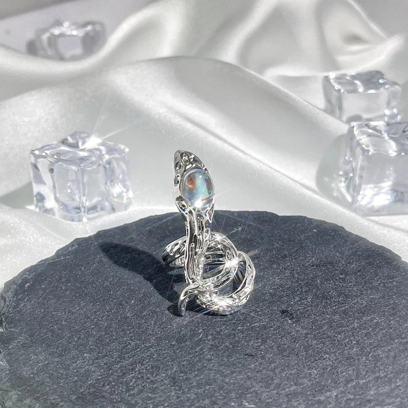 Hip-Hop Cool Style Snake Copper Plating Inlay Rhinestones Open Rings