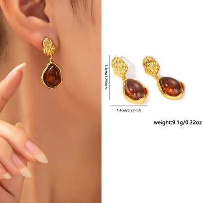 1 Pair Retro Minimalist Geometric Plating Titanium Steel Drop Earrings Ear Studs