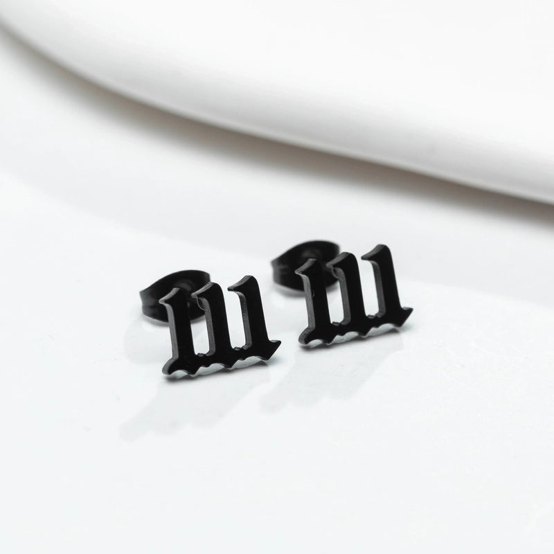 1 Pair Minimalist Number Plating Hollow Out 304 Stainless Steel 18K Gold Plated Ear Studs