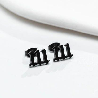 1 Pair Minimalist Number Plating Hollow Out 304 Stainless Steel 18K Gold Plated Ear Studs