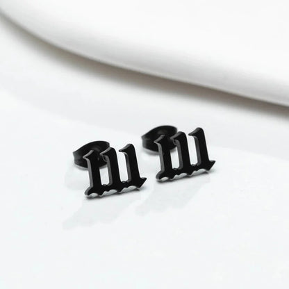 1 Pair Minimalist Number Plating Hollow Out 304 Stainless Steel 18K Gold Plated Ear Studs