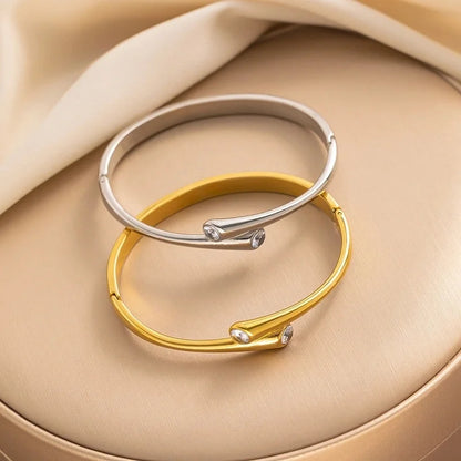 Elegant Letter Heart Shape Flower Titanium Steel Bangle