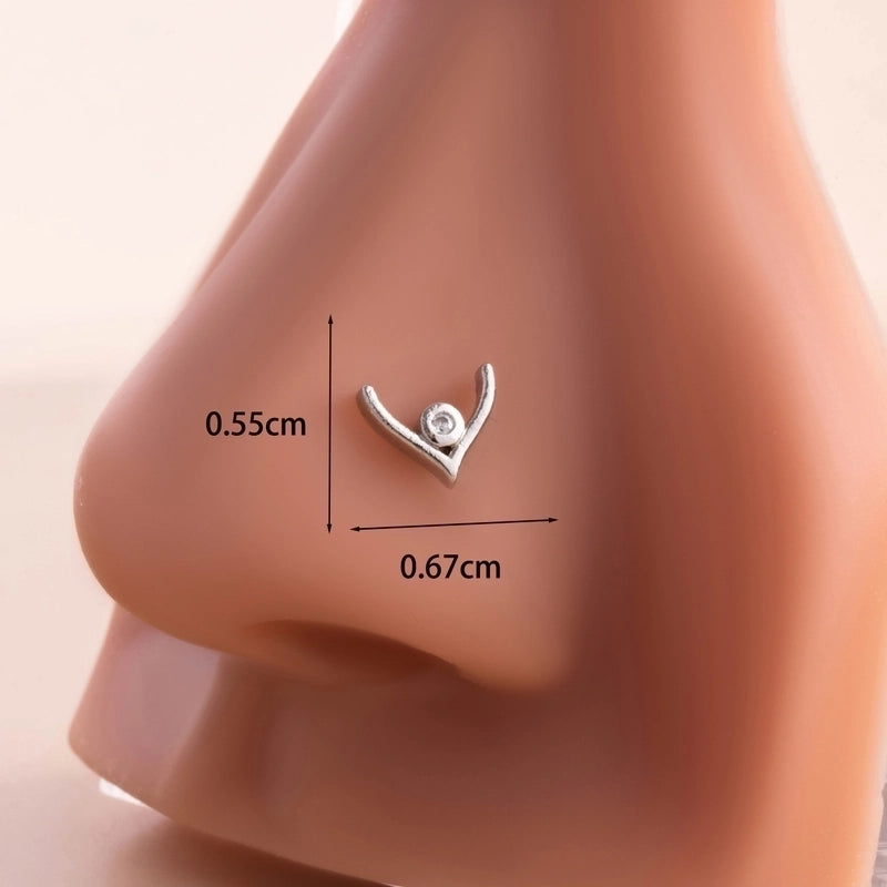 1 Piece Nose Rings & Studs Casual Minimalist Butterfly Antlers 316L Stainless Steel Copper Inlay Zircon Nose Rings & Studs