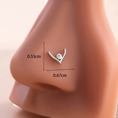 1 Piece Nose Rings & Studs Casual Minimalist Butterfly Antlers 316L Stainless Steel Copper Inlay Zircon Nose Rings & Studs